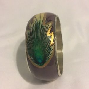 Hand painted peacock feather bangle bracket